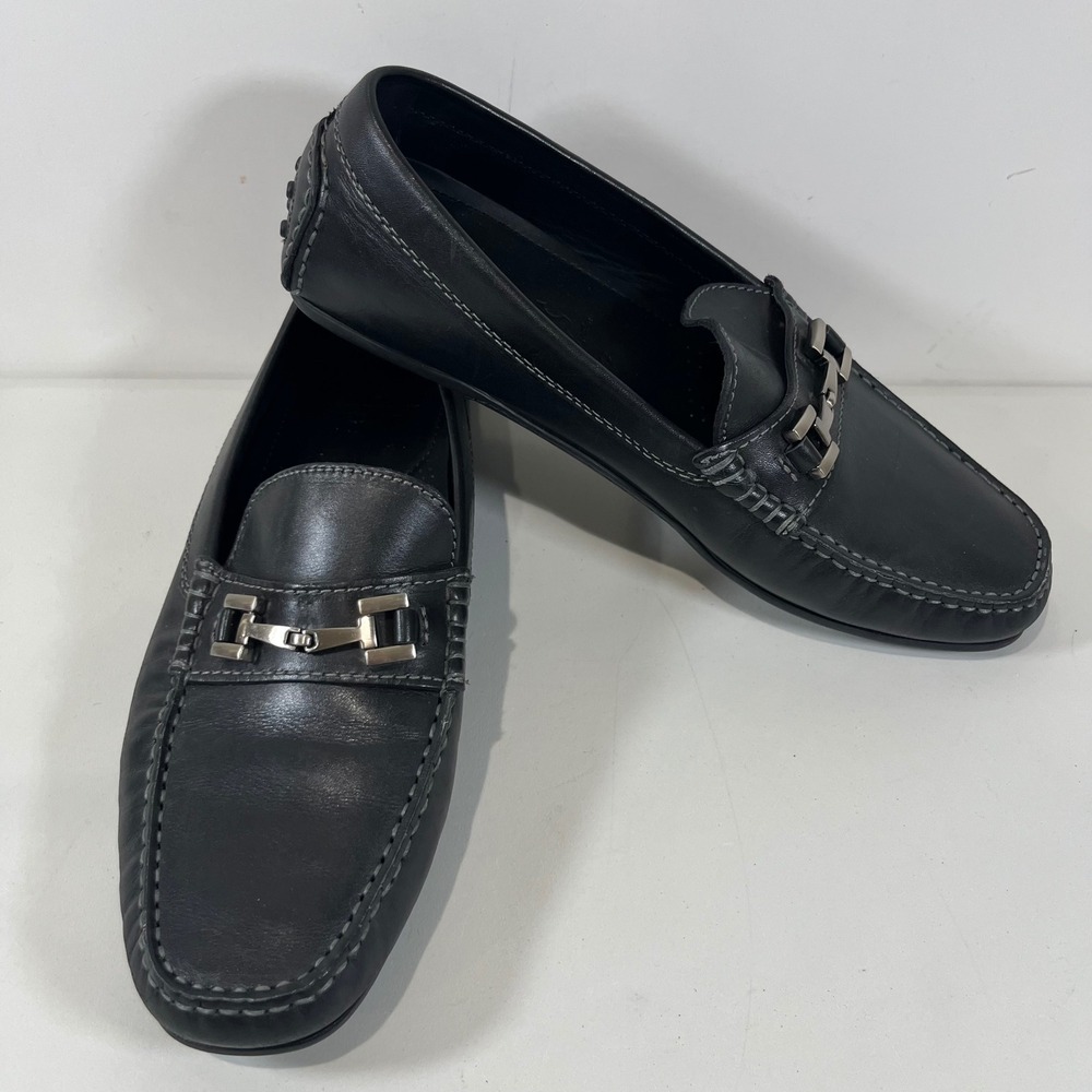 ECCO Loafers Mens Sz 43 (9-9.5) Horsebit Black Leather Bit Driving Mocs Classic